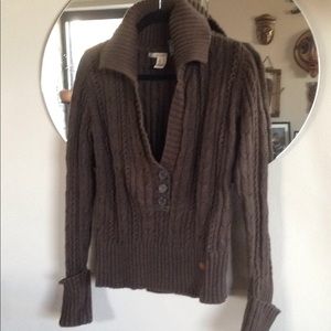 DKNY Brown cable knit sweater